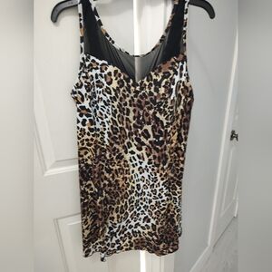 Women's leopard print bathing suit dress style (16) and leopard cover up one siz